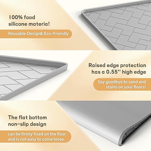 Miniatura 5 de Alfombrilla de silicona para arena de gatos para caja de arena de 24" X 15" - Alfombrilla para atrapar arena de gatos fácil de limpiar, impermeable,