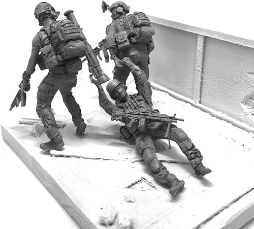 Risjc 1/35 Tema militar Comando de Rescate Camaradas en armas Kit de modelo de resina (3 personas, sin base) sin montar y sin pintar Mini soldado