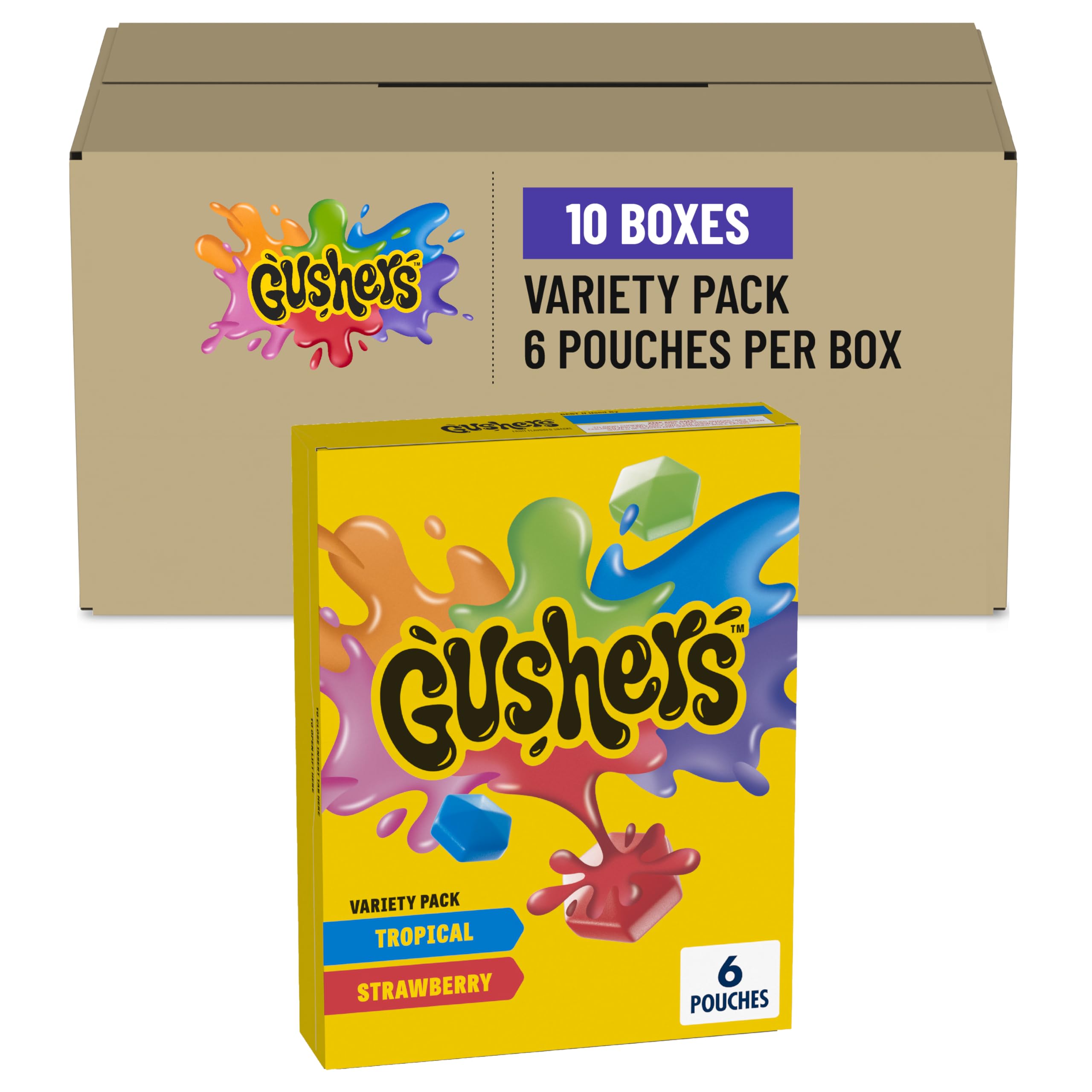 Fruit Flavored Snacks Variety Pack, Tropical and Strawberry Flavors, 6 Ct, 4.8 oz (Pack of 10)