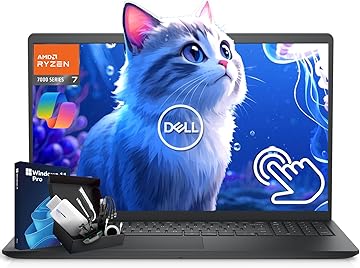 inspiron 15 3535 Touchscreen Business Laptop, AMD Ryzen 7 7730U (Beats i7-1355U), 15.6" FHD IPS Display, Copilot AI & Lifetime Windows 11 Pro with G255 Pro Accessories Kit (96GB RAM | 8TB SSD)