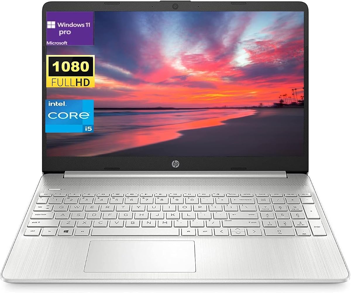 HP 15.6" FHD Anti-glare Laptop, Intel Core i5-1135G7 Processor, 8GB RAM 512GB SSD, Wi-Fi, Bluetooth, HDMI, Webcam, SD Card Reader, Windows 11 Pro, Natural Silver