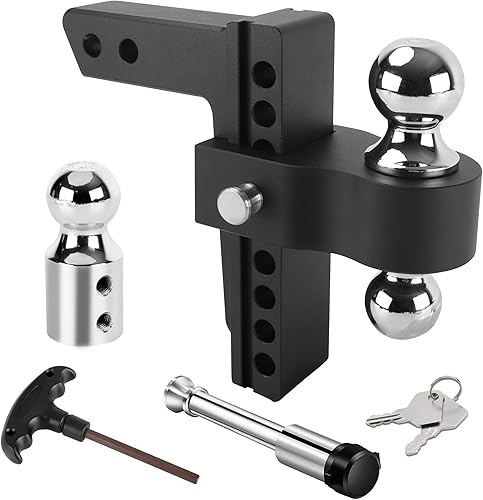 Richeer Enganche de remolque ajustable, se adapta a receptor de 2 pulgadas, 8 pulgadas de caídasubida, Tri-Ball (1-78 pulgadas, 2 pulgadas, 2-516