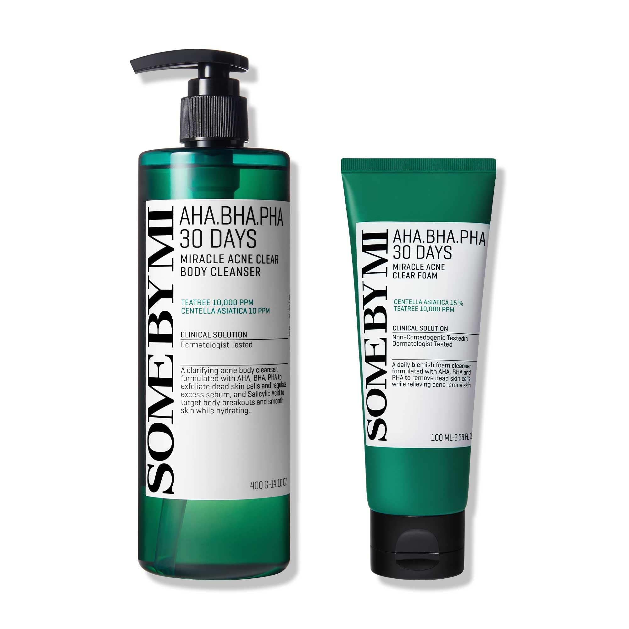SOME BY MIAHA BHA PHA 30 Days Miracle Acne Clear Body Cleanser + Acne Clear Foam