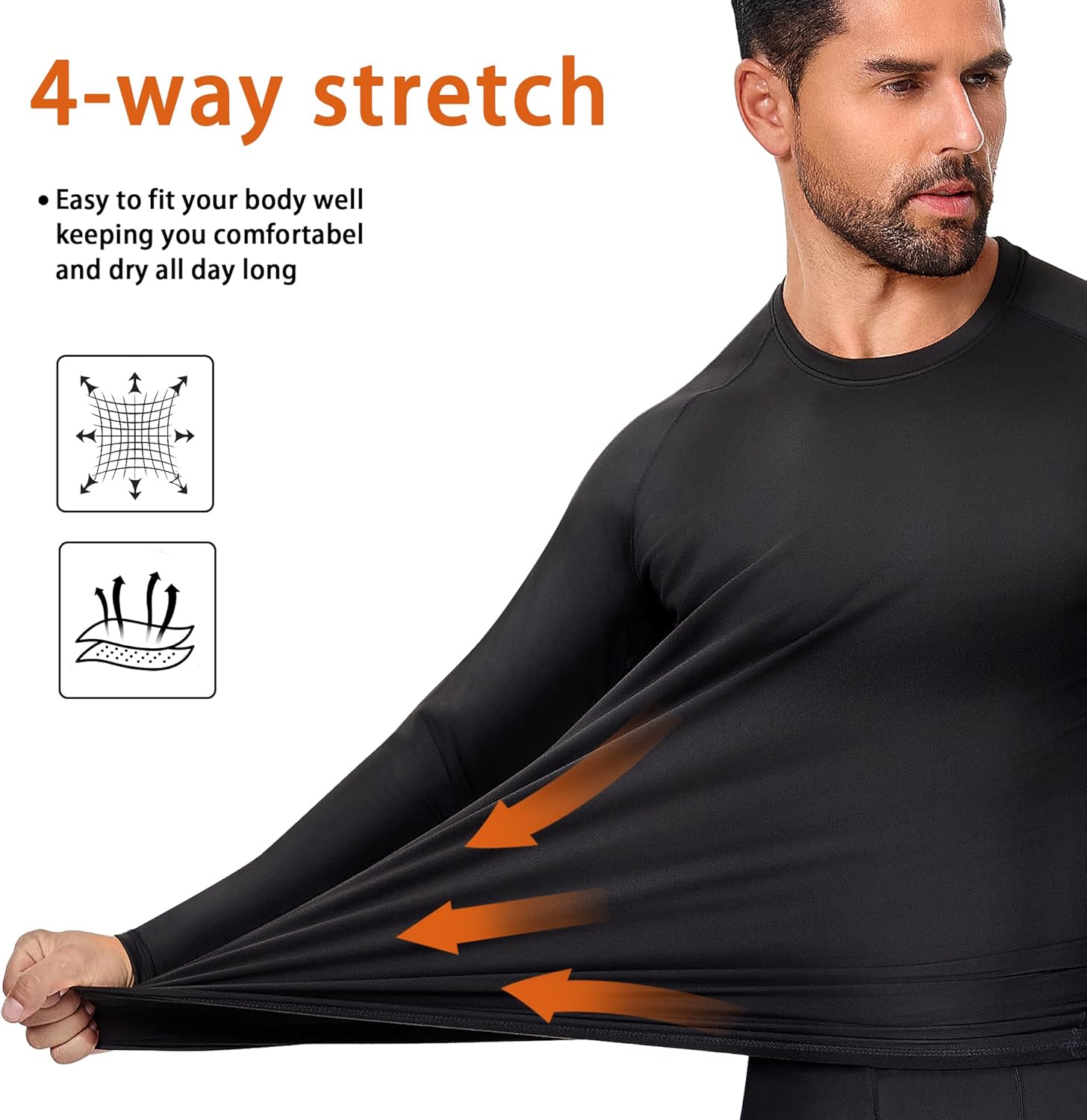 5 Pack Men's Thermal Compression Shirt Fleece Lining Athletic Quick Dry Base Layer Long Sleeve Fitness Top - Image 4