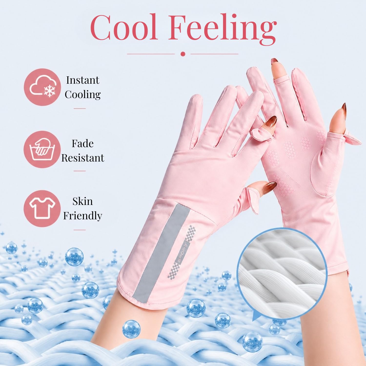 Flavizo Driving Sun Protection Gloves for Women, UV Protection Ice Silk Summer Gloves, Open Finger Hand Gloves with Anti-Slip Grip for Driving, Cycling, Scooty Riding & Outdoor Use, Pink 2
