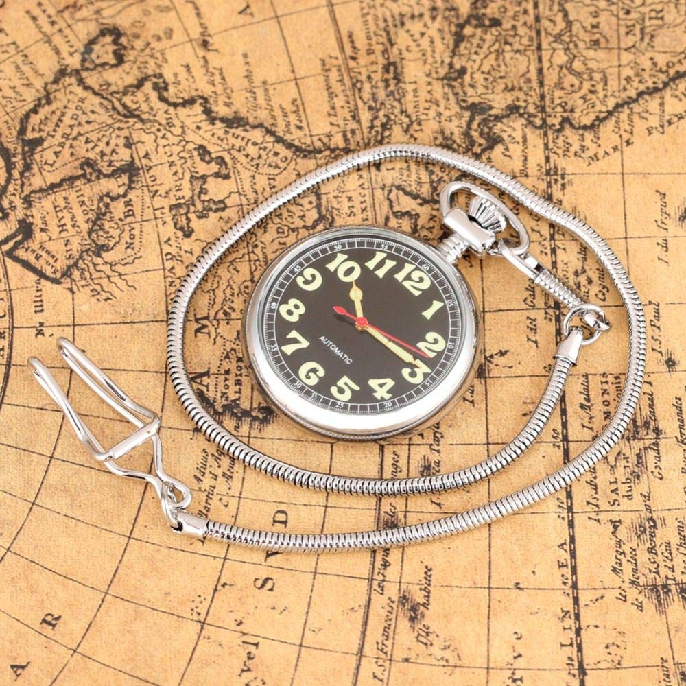 Luxus leuchtende Ziffern Automatische mechanische Taschenuhr selbstwickeln Decoration