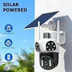 4K Triple Lens Solar Powered Security Cameras Wireless Outdoor, 2.4G WiFi, 360° View Camera Surveillance Exterieur with Color Night Vision, Motion Detection, PIR Alarm, Spotlight, 2-Way Audio