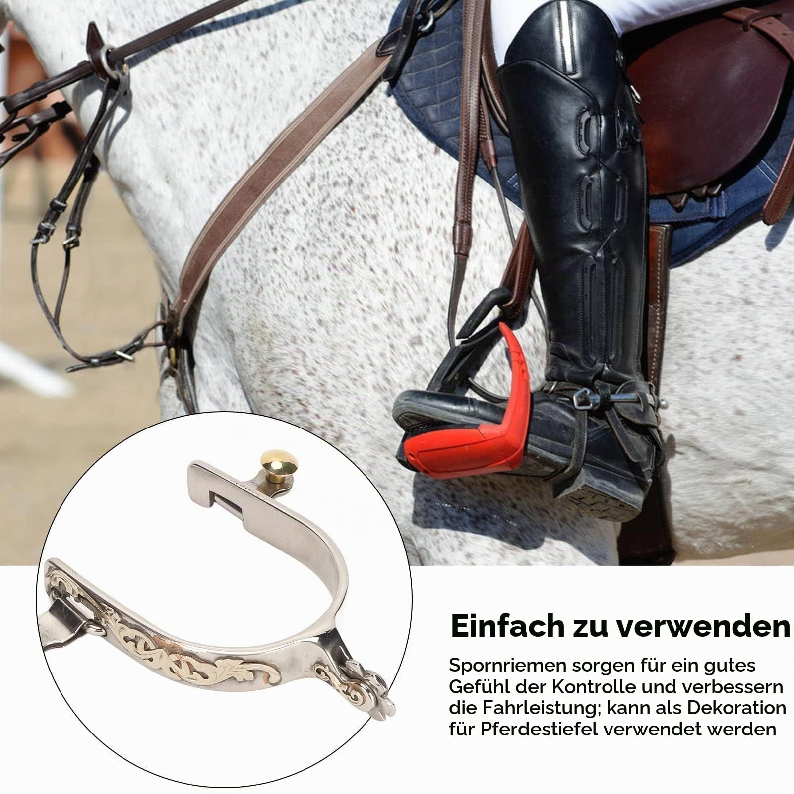 Cyrank Pferd Spurs, Edelstahl Spurs West Cowboy Stil Spurs Western Spurs Pferd Boot Spurs mit Blume Schnitzen West Spur Bull Riding Spurs Cowboy Spurs Zahnradketten Westliche Cowboy Spurs für Reiten