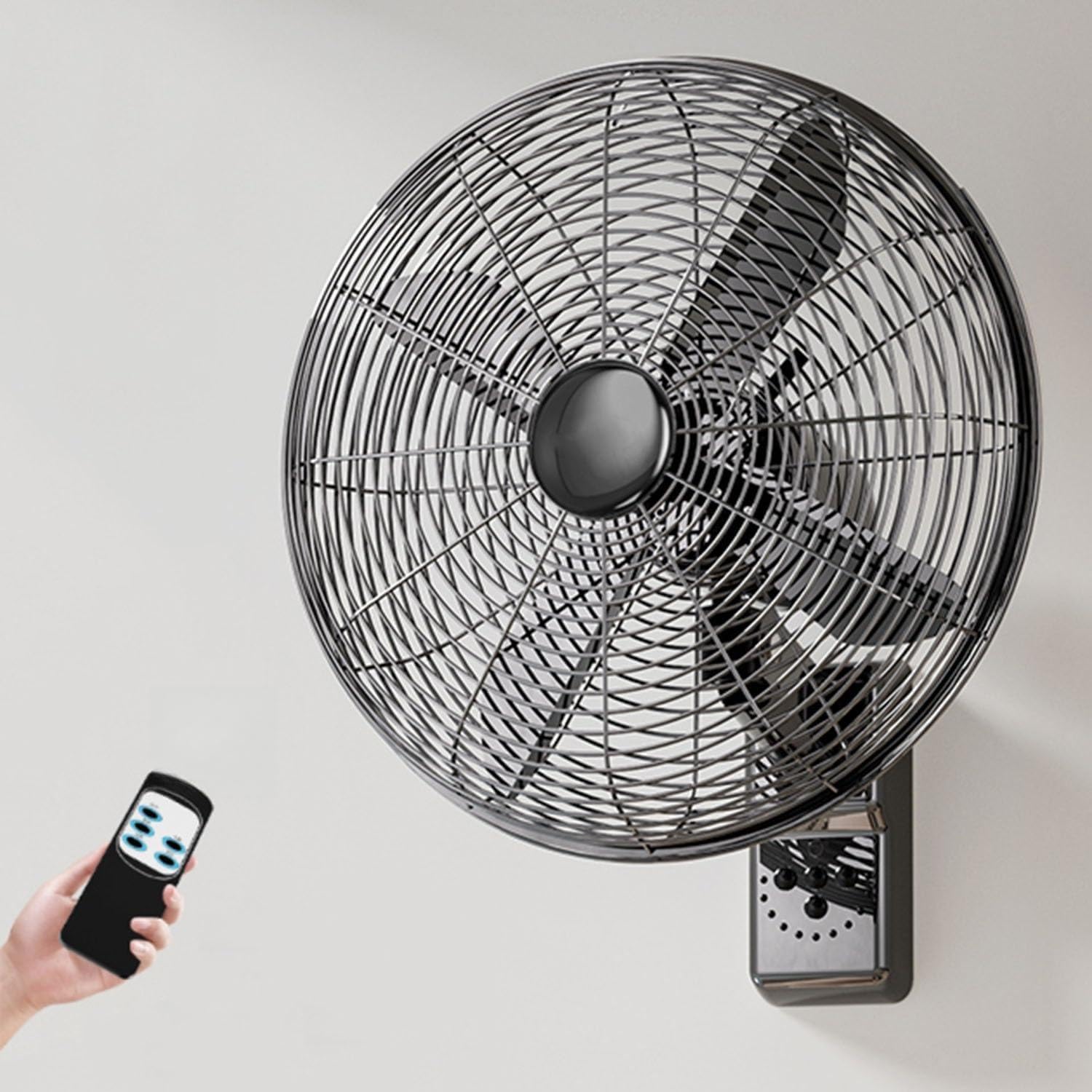 asdchZen Wall Mounted Oscillating Fan With Remote, Quiet Cooling Electric Fan For Bedroom Home Kitchen Workshop Warehouse,Black-16inch