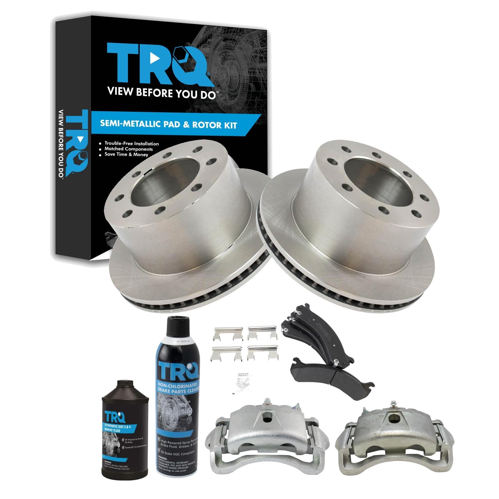 TRQ Rear Brake Pad and Rotor Kit Semi-Metallic