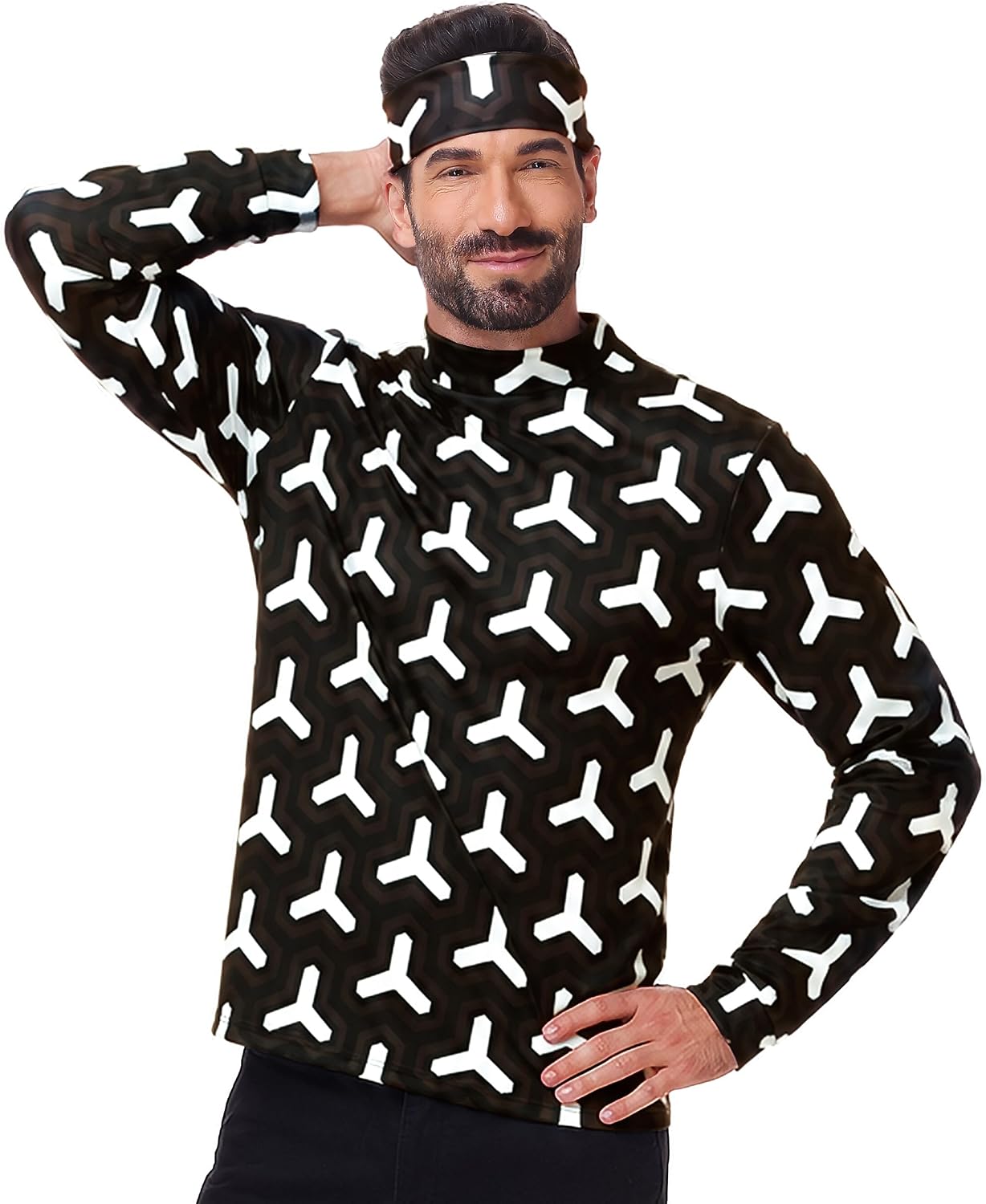 Mens Halloween Costume Long Sleeve Sweatshirts with Headband