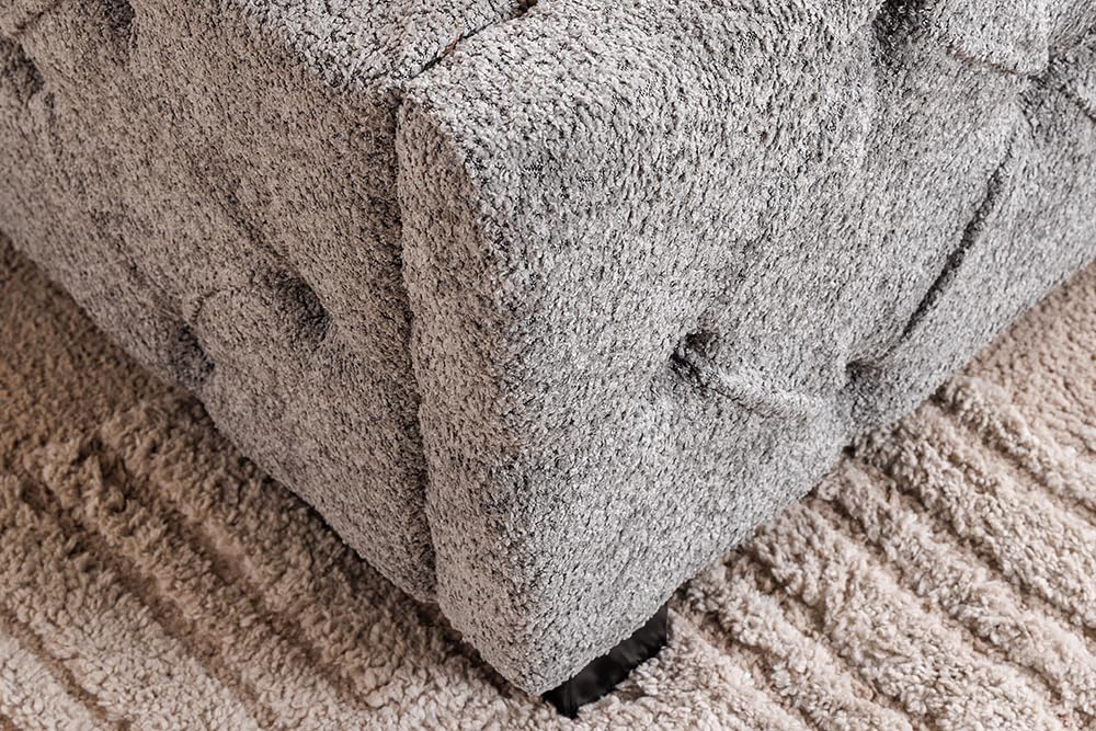 Boxbett PARIS - 180x200 cm - grau - Bouclé Chesterfield hohes Kopfteil