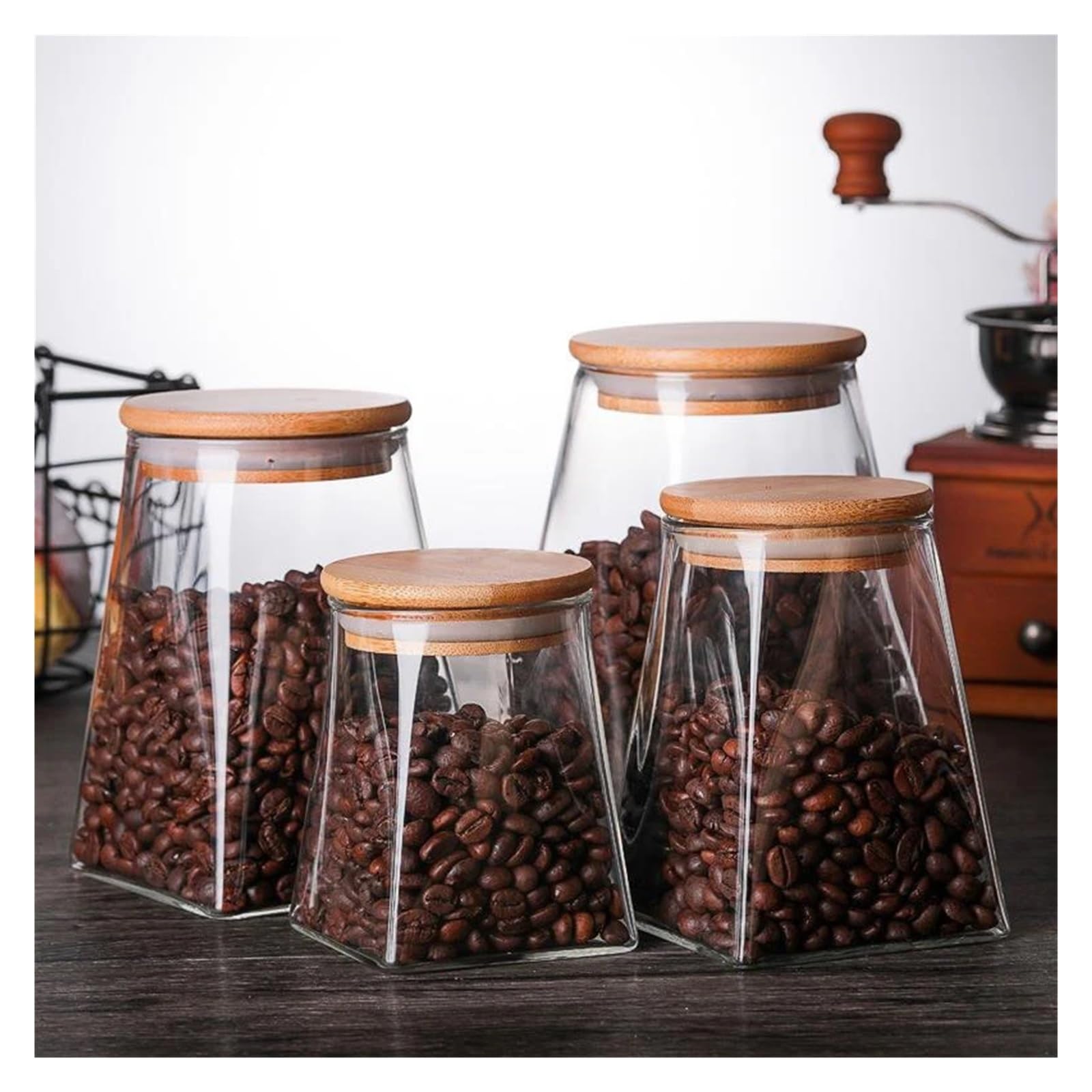 Kaffeebohnen Vakuumversiegelter Tank Transparentes Glas Lebensmittelvorratsgläser Haushaltsluftabsaugung Luftdichter Behälter für Kaffeebohnen, Zucker(550ml)