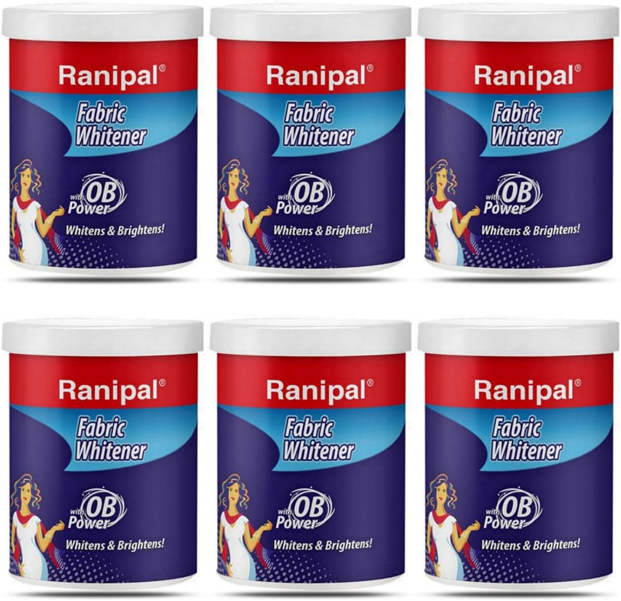 Ranipal Fabric Whitener/Cloth Whitener For Your White And Colored Fresh Clothes | Fabric Whitener Powder Detergent - Pack of 6 (75 Gm)