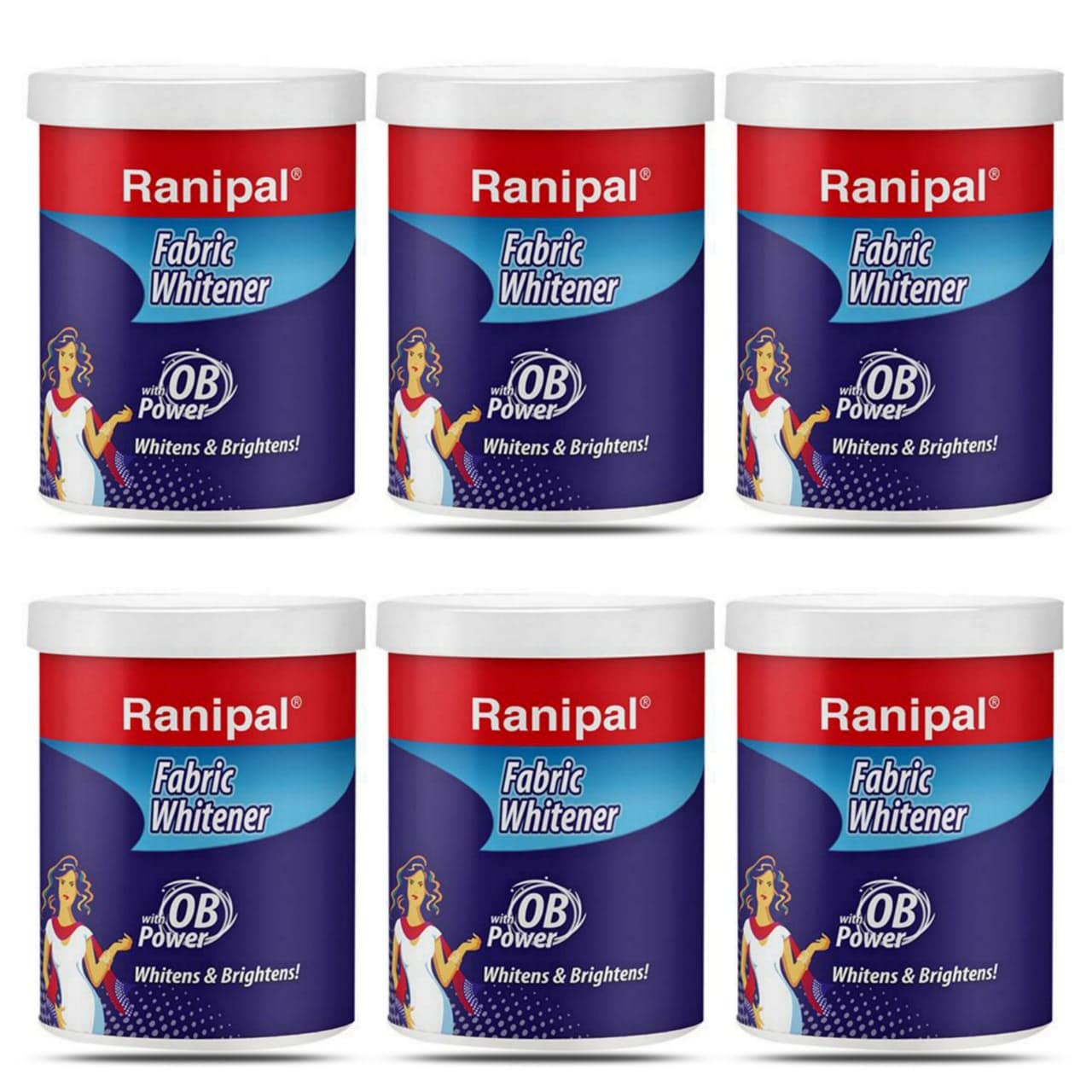 Ranipal Fabric Whitener/Cloth Whitener For Your White And Colored Fresh Clothes | Fabric Whitener Powder Detergent - Pack of 6 (75 Gm)