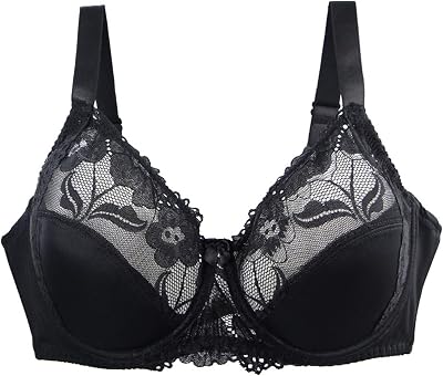 Women\'s Sexy Lace Bras NO See Through Sheer Underwire Unlined Plus Size Bra Embroidered Unpadded