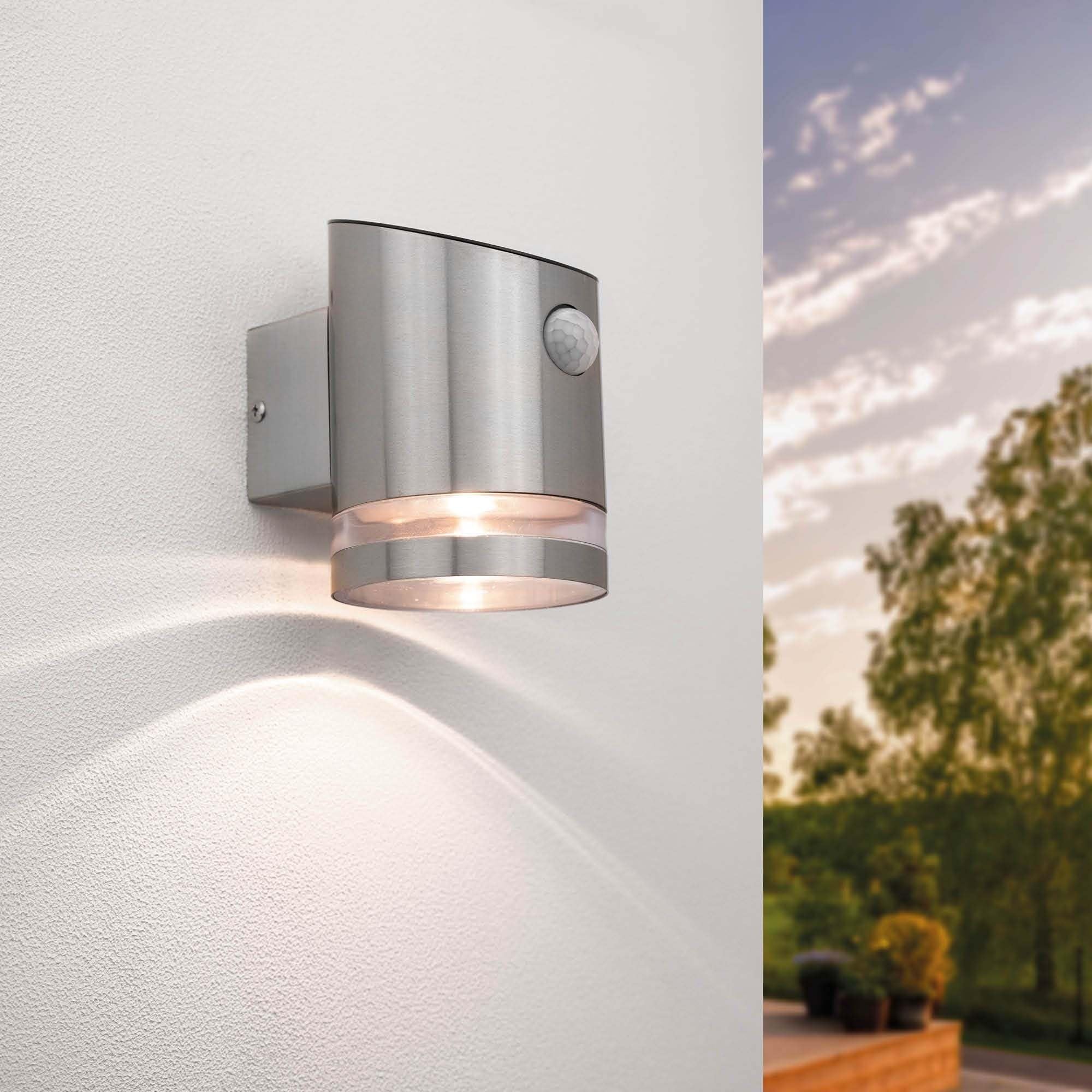 Ledvion Grey Solar Elara, Outdoor Led Wall Light, Round, Rvs With Motion Sensor, For One Rvs 3000K Down, Ip44 Certified, Dust & Water Resistant, Modern Style, Outdoor Use