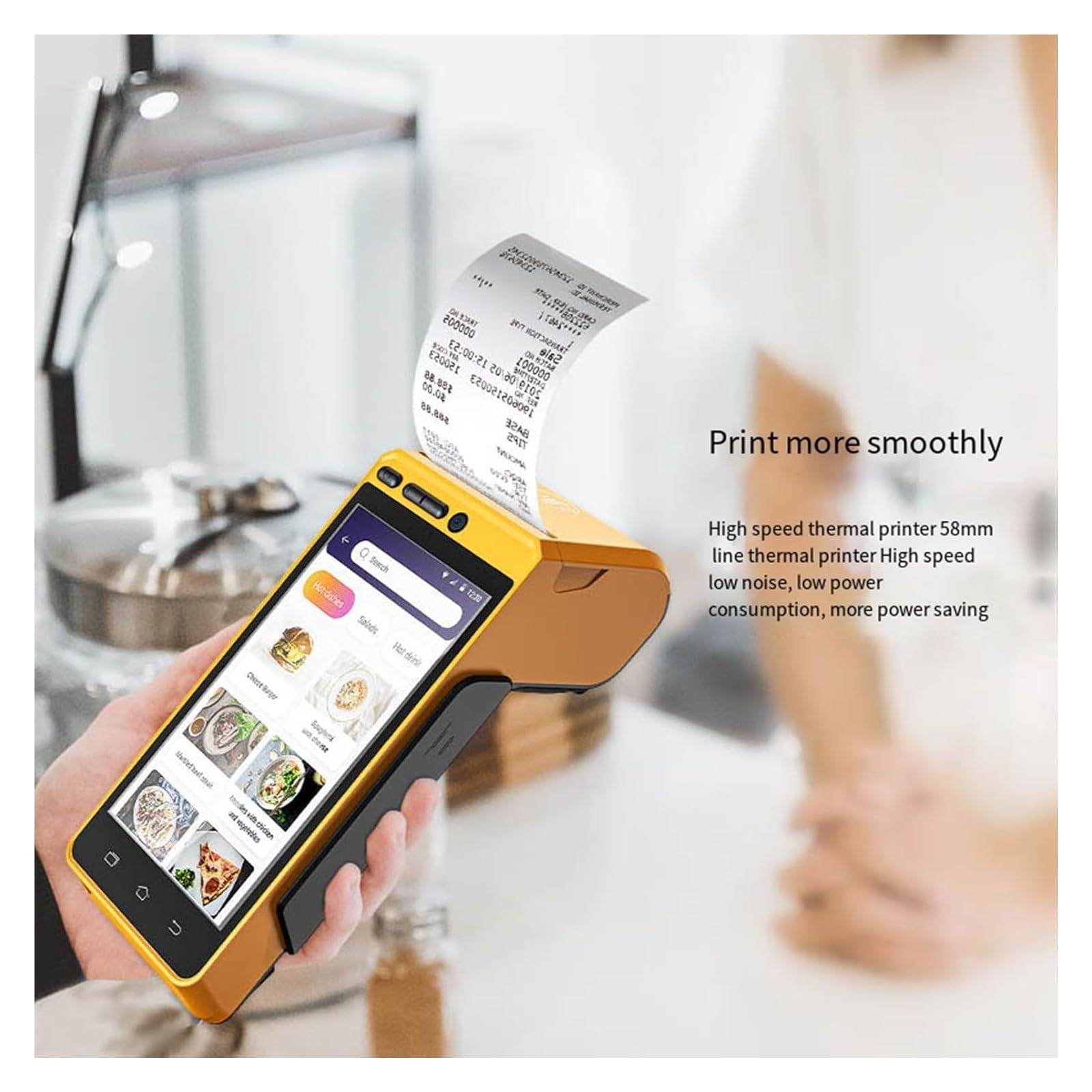 Terminale portatile di pagamento intelligente Mobile, Bluetooth Printing Cash Register All in One Touch Smart Pos Machine, portatile
