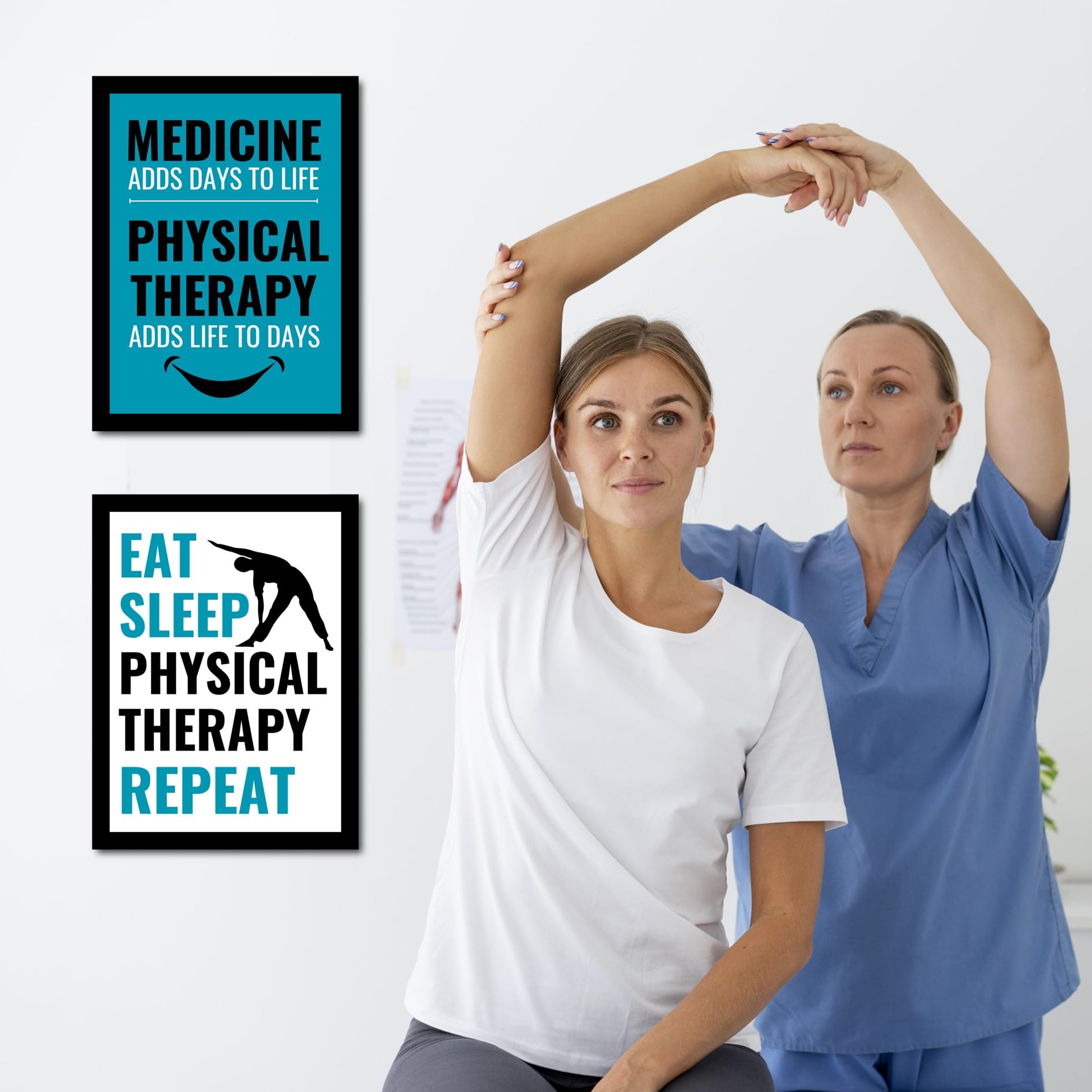 JABSY Wood Physiotheraphy Clinic Hospital Motivational Framed Poster | Best for Physiotherapist Doctor Gift (A4 Size) (Pack of 02) 2