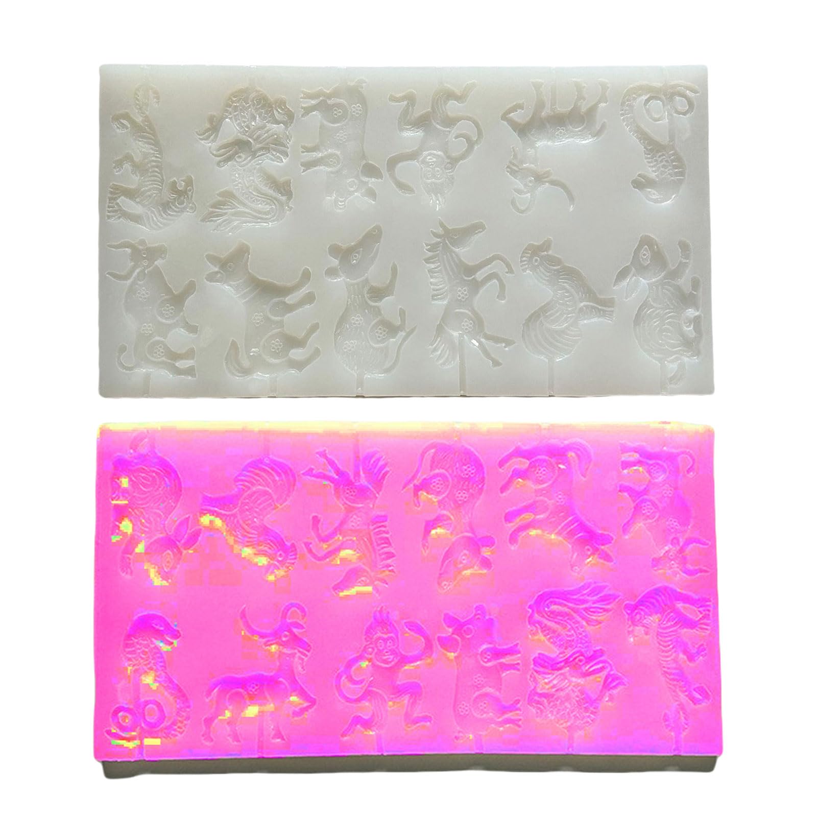 Molde de silicona flexible con forma de animal del zodiaco hecho en casa para golosinas y manualidades de grado alimenticio