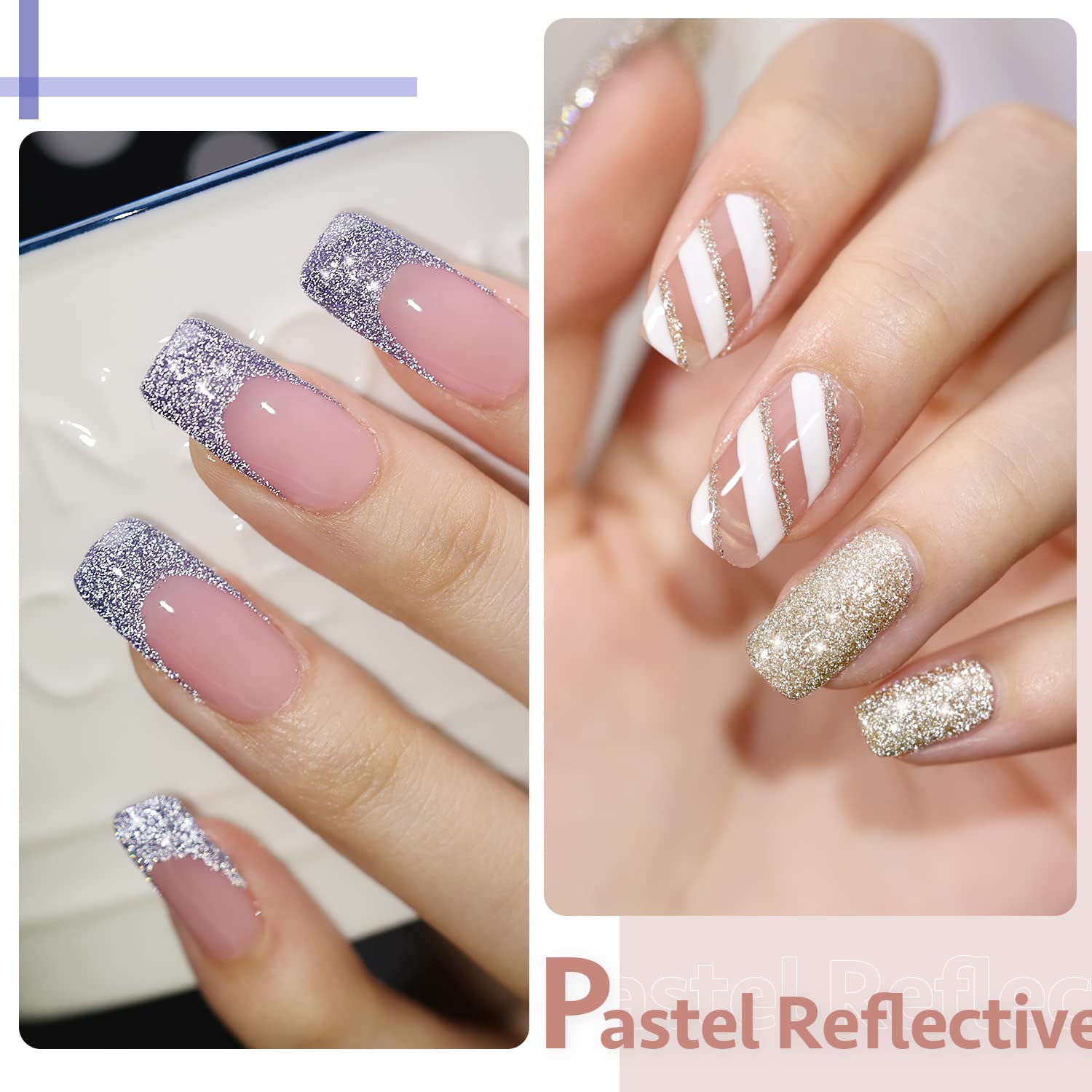 Amazon.com : GAOY Pastel Reflective Glitter Gel Polish Set of 6 Colors  Including Pink Yellow Blue Gel Nail Kit for Nail Art DIY Manicure and  Pedicure at Home, Gift for Women :