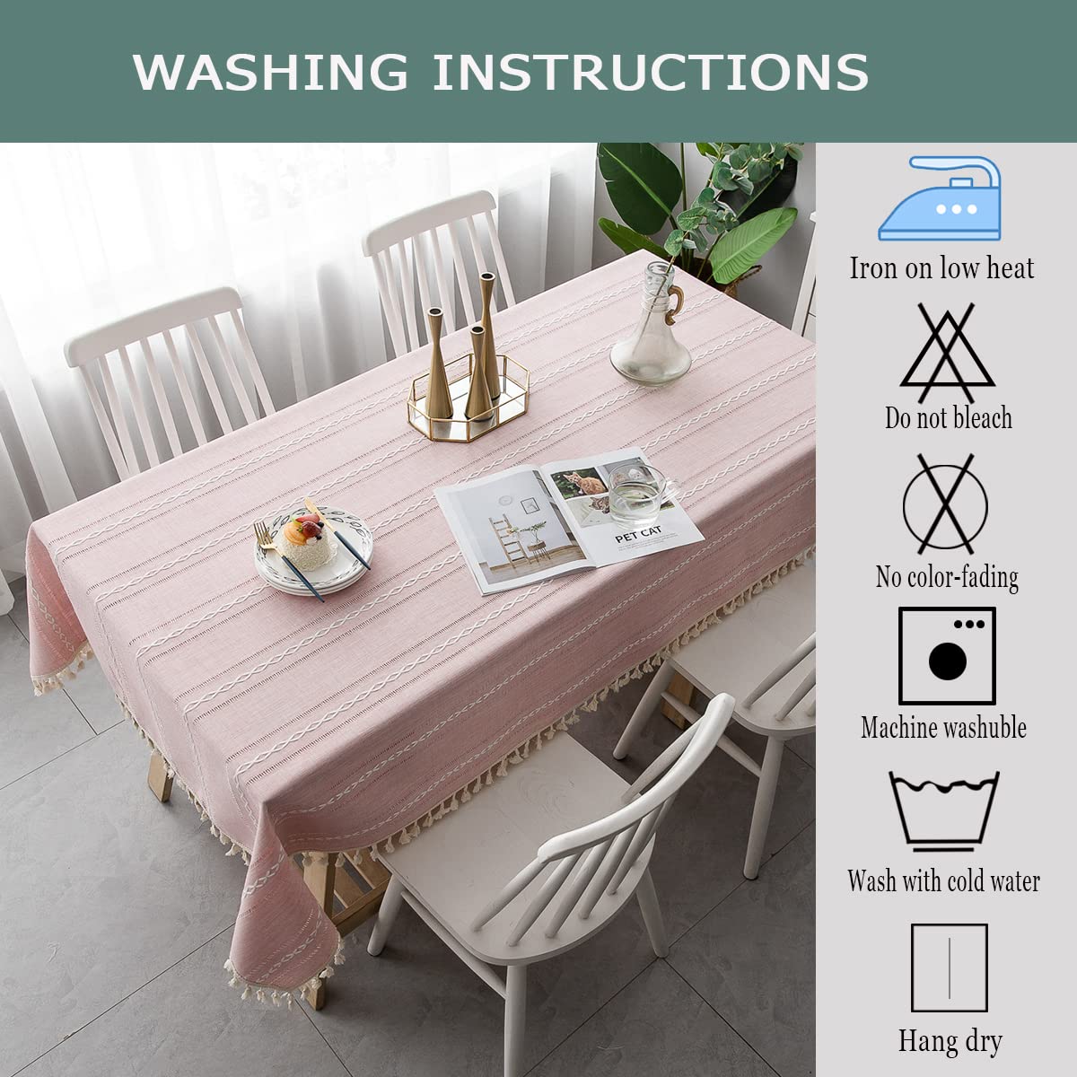 Tovaglia Rettangolare In Cotone E Lino, Ricamo Semplice, A Quadretti Con Nappe Per Decorare Il Tavolo Della Cucina O Della Sala Da Pranzo 140 X 220 Cm A Quadretti Grigi 90502219