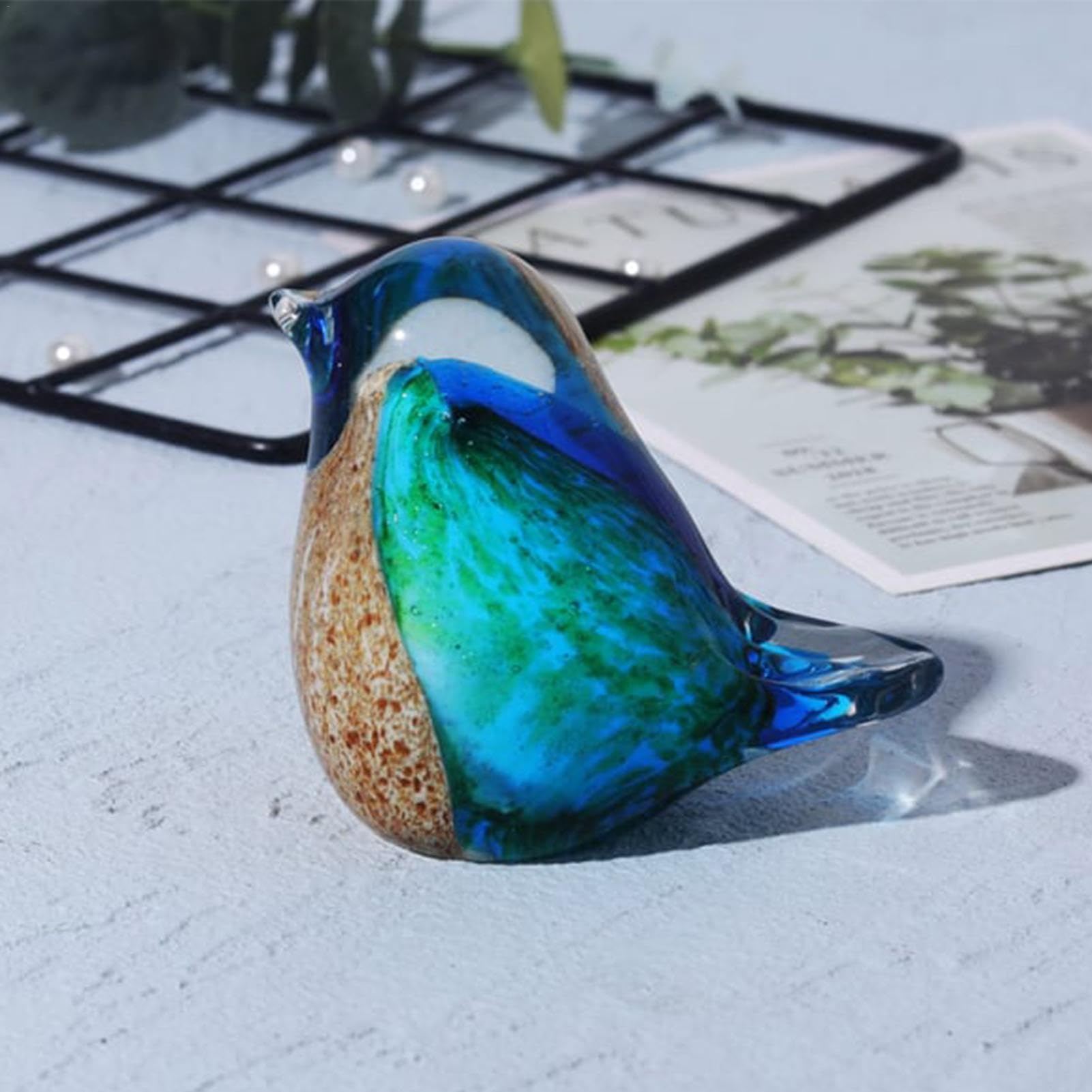 青色ガラス製鳥の置物 Amazon.co.jp: Dtharen 青い鳥の装飾、手作りのガラスの鳥 - 吹き