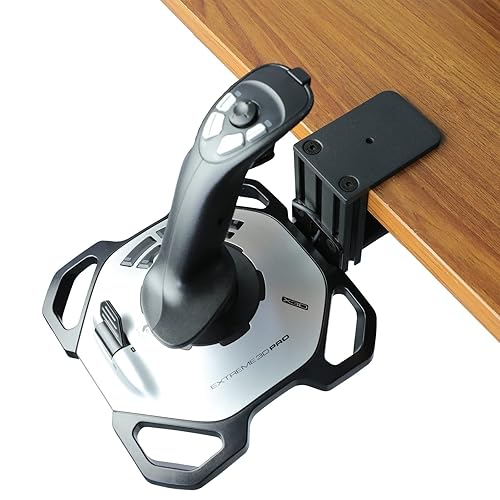 Vista 2 de WELLMETE The Desk Mount for Flight Sim Joystick - Compatible with Logitech G Extreme 3D PRO Joystick for Windows, Adjustable Durable Metal Holder
