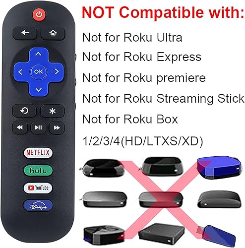 Miniatura 3 de Paquete de 2 control remoto de repuesto para Roku TV, compatible con televisores inteligentes TCLHisense RokuOnn RokuSharp RokuElement