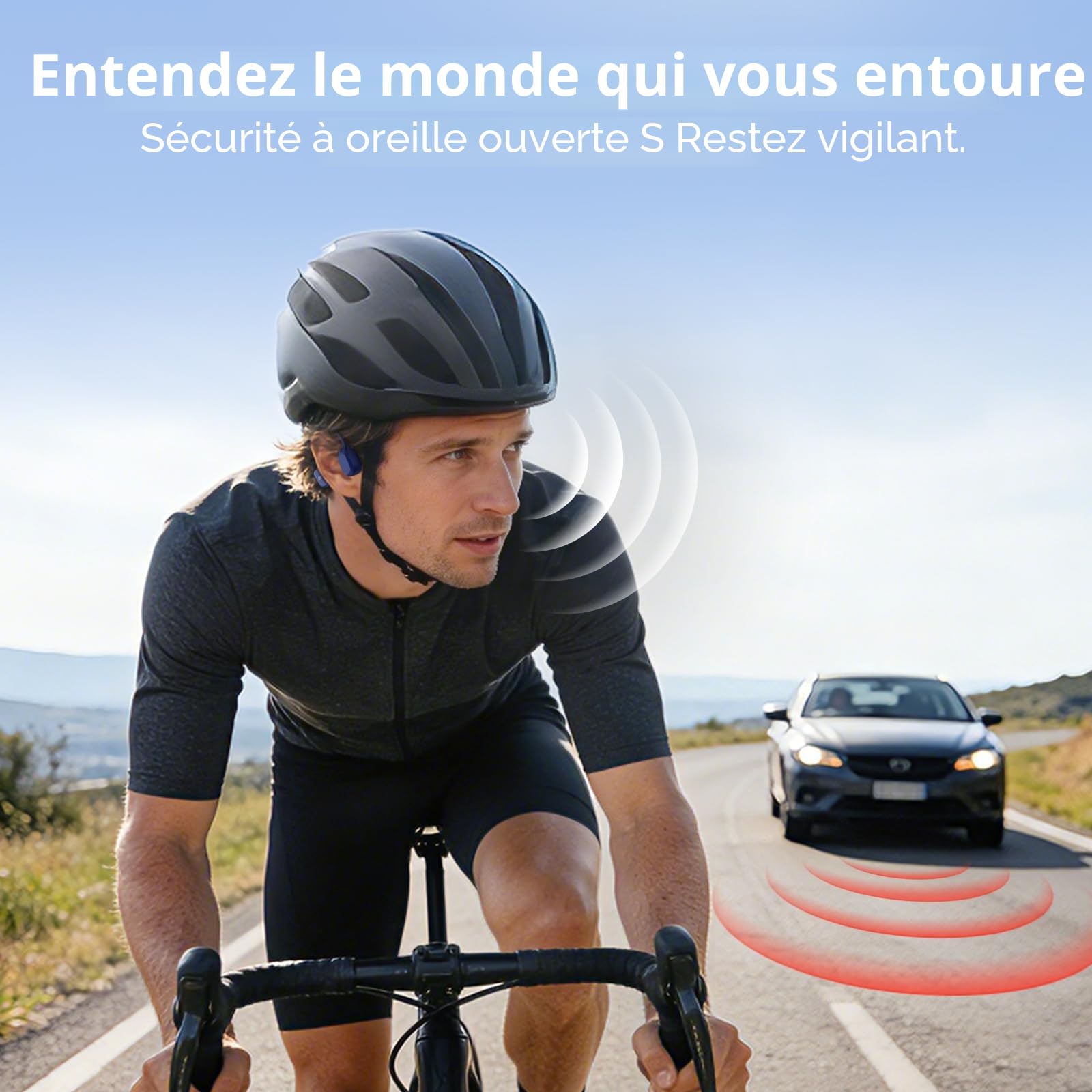 IFECCO Casque Conduction Osseuse Bluetooth 6.0, IP67 Écouteurs à Conduction Osseuse Open Ear Casque de Sport sans Fil avec Micro pour Course à Pied, Sport, Cyclisme, Fitness