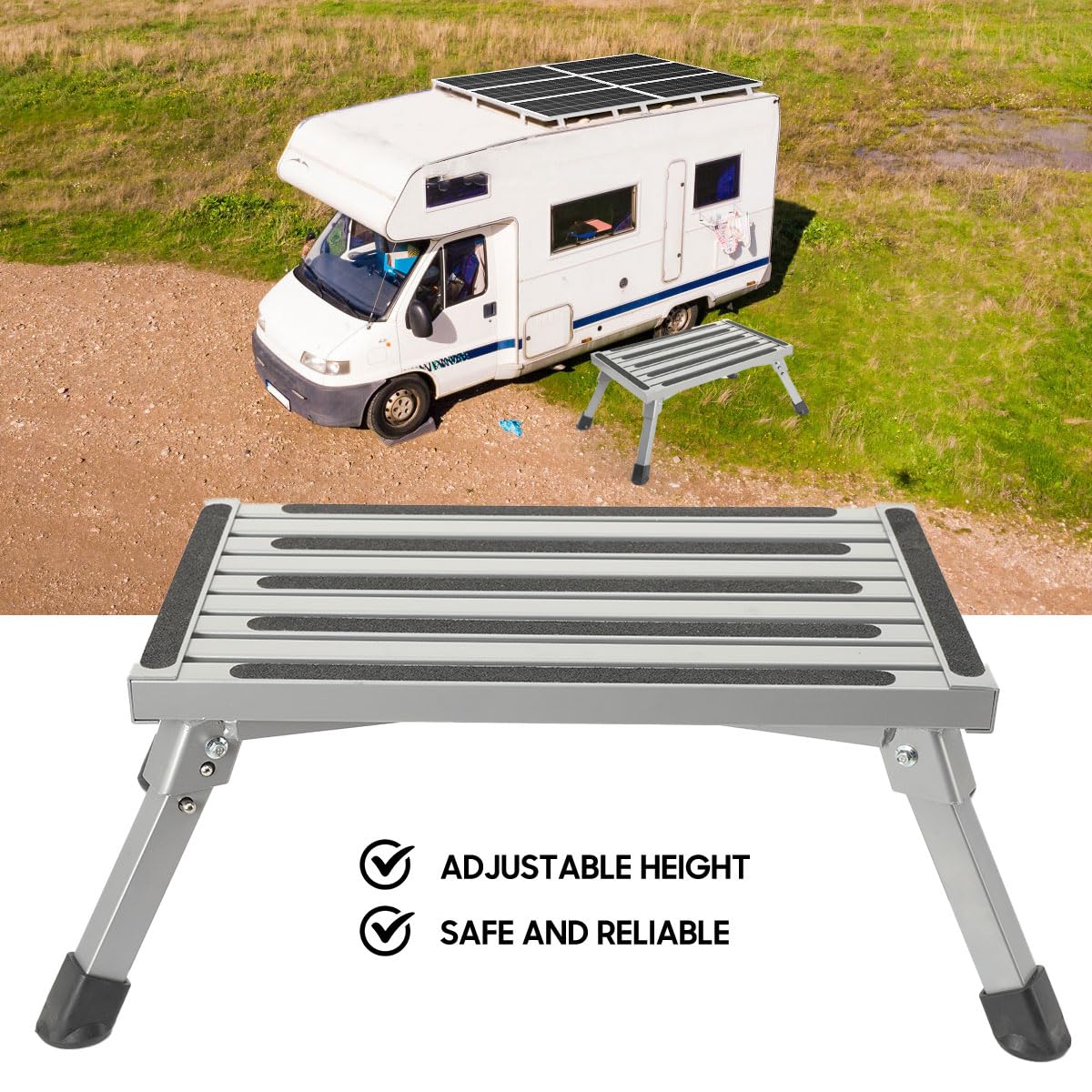 Klappbare Arbeitsplattform für RV, Aluminium Stufenleiter Plattformleiter mit rutschfesten Gummifüßen, 19 "x 12" RV Stufen Plattform