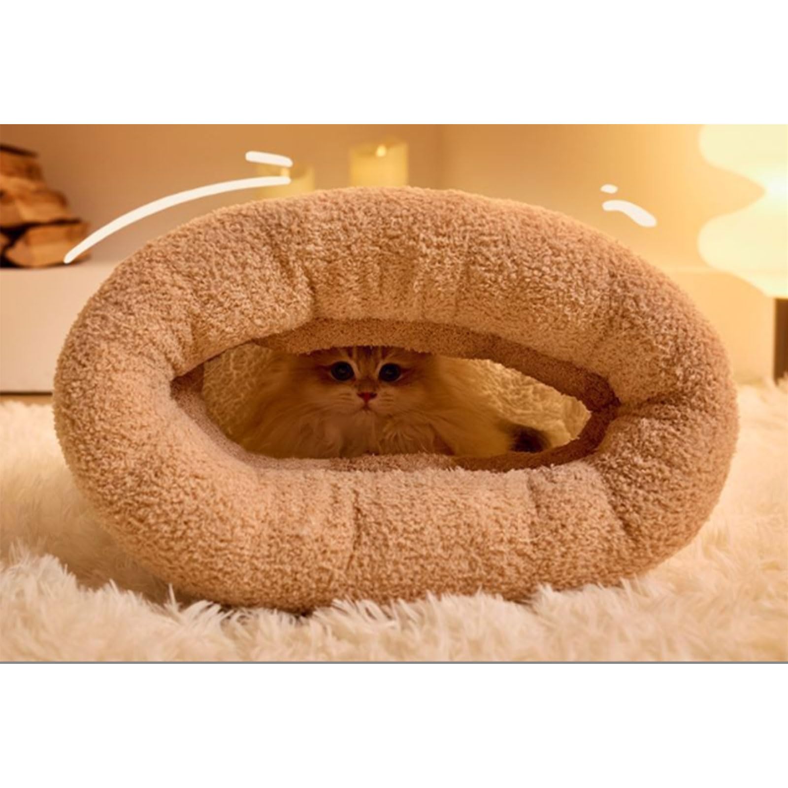 Wmzjnljy 1pc 54 * 45cm Cat Sleeping Bag Cat Winter Sleeping Bag Soft Plush Warm Pet Sleeping Bag for Indoor Cats Cat Cave Bed for Indoor Cats, Cat Hideaways Pet Snuggle Sack for Kitten Puppy(Z69-1) - Image 4