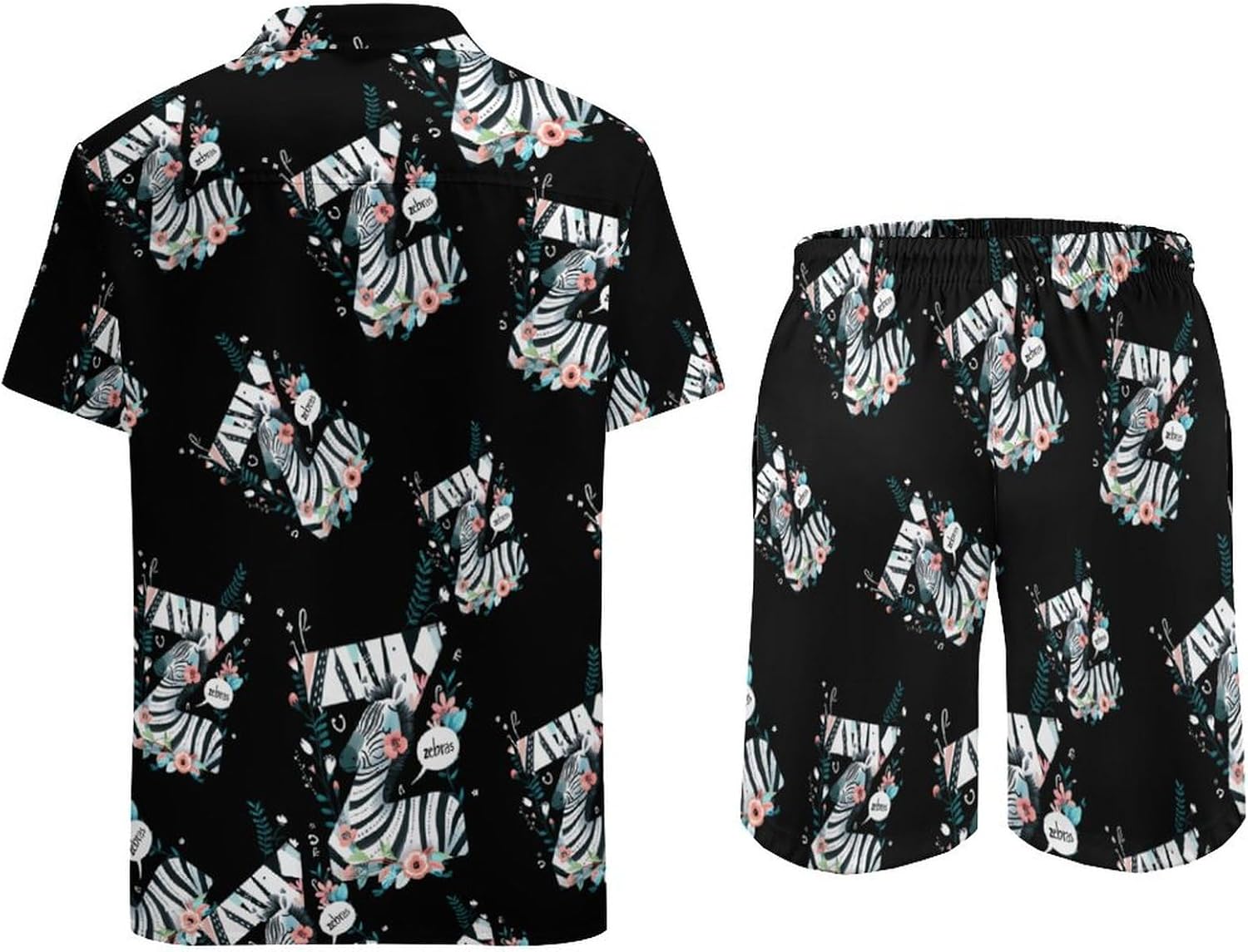 Z for Zebra Men's Summer Beach Outfits Shirt And Shorts Set 2 Piece Vacation Swimwear