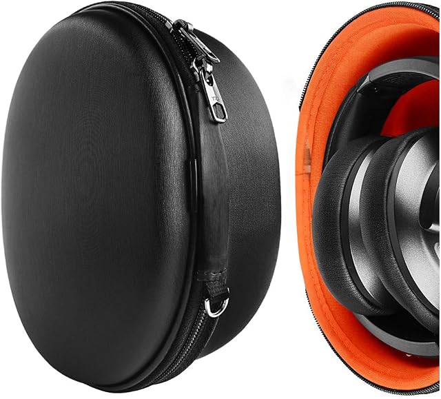 Geekria Shield Headphones Case Compatible with Soundcore by Anker Life Q20+, Life Q20, Soundcore Life Q10 Case, Replacement Hard Shell Travel Carrying Bag with Cable Storage (Black)