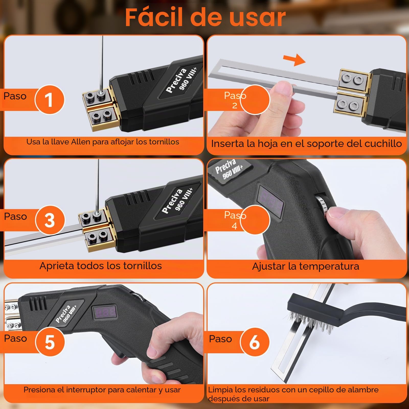 Preciva Cortador De Espuma EléCtrico con 4 Cuchillas 100mm/200mm,Cuchillo Caliente Cortador De Espuma para Cortar Espuma Ligera, Cuero y Esponja