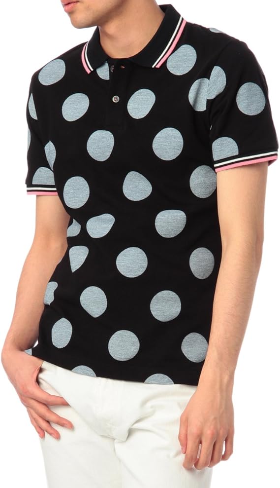 Amazon Co Jp ザ ショップ ティーケー ミクスパイス The Shop Tk Mixpice ドット柄ラインポロシャツ ブラック 919 02 M ファッション