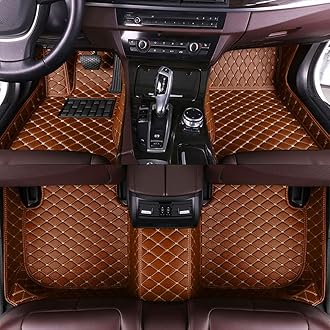 Custom All-Weather Protection Leather Car Floor Mats for Cars Sedan SUV Sports Car Waterproof Floor Mat (Brown)
