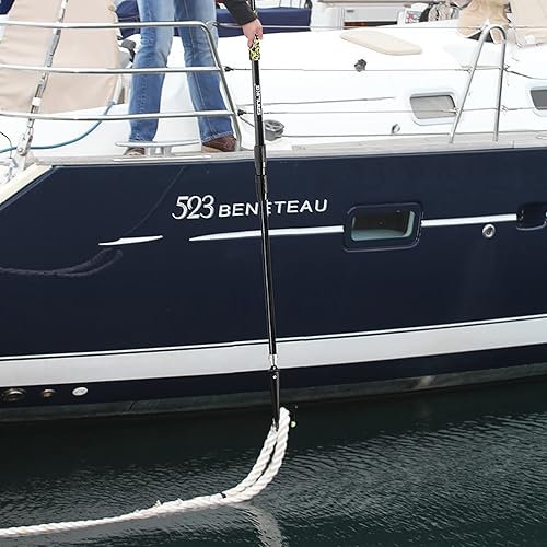 Miniatura 38 de SAN LIKE Gancho telescópico para barco, flotante, duradero, resistente al óxido con cuentas luminosas, poste de empuje para acoplar azul, negro