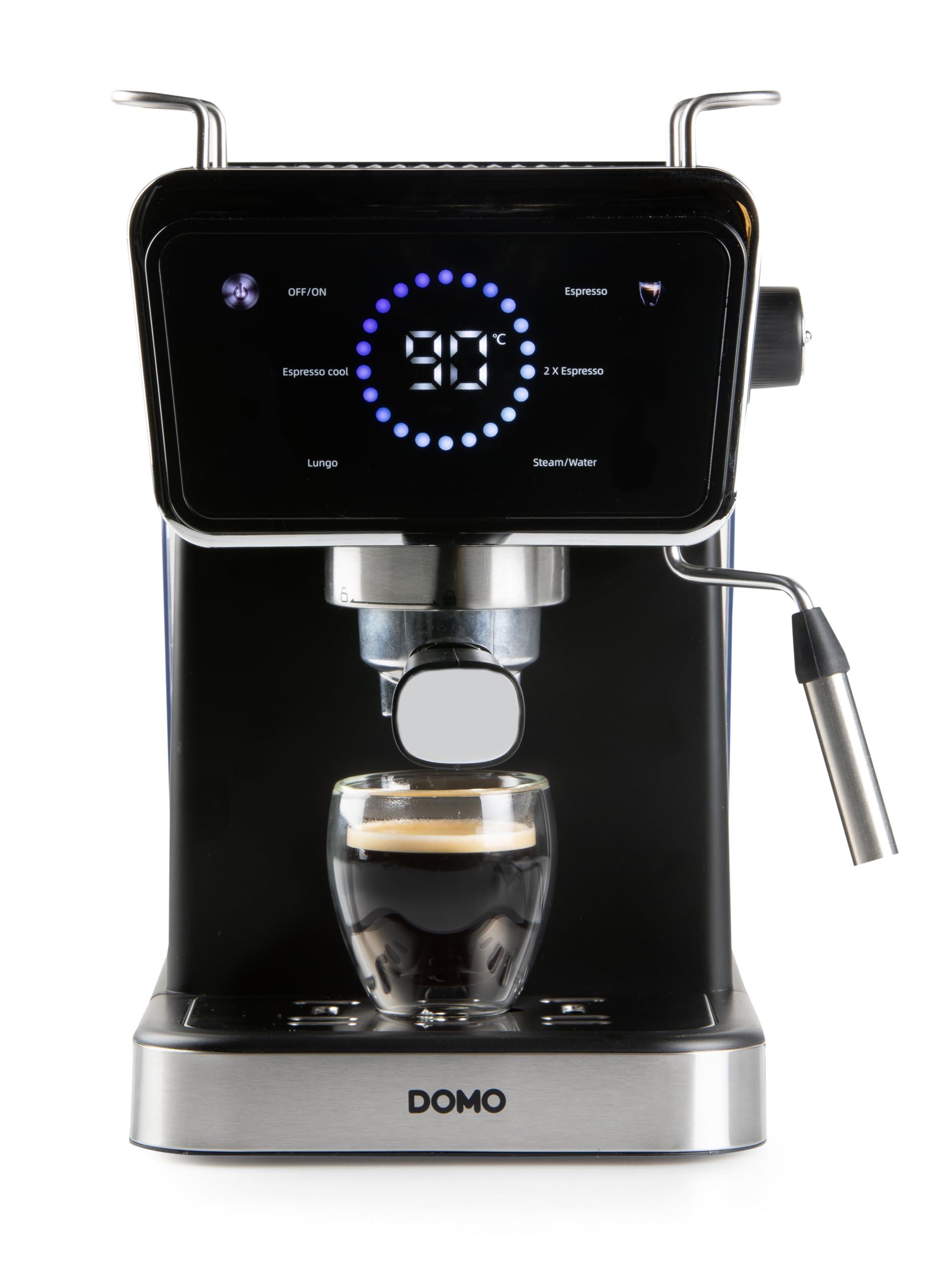 DOMO DO757K - Máquina espresso de 20 bares - Pantalla táctil a color - Boquilla de vapor - Café molido - Alternativa máquina espresso automática - Depósito 1,5 L