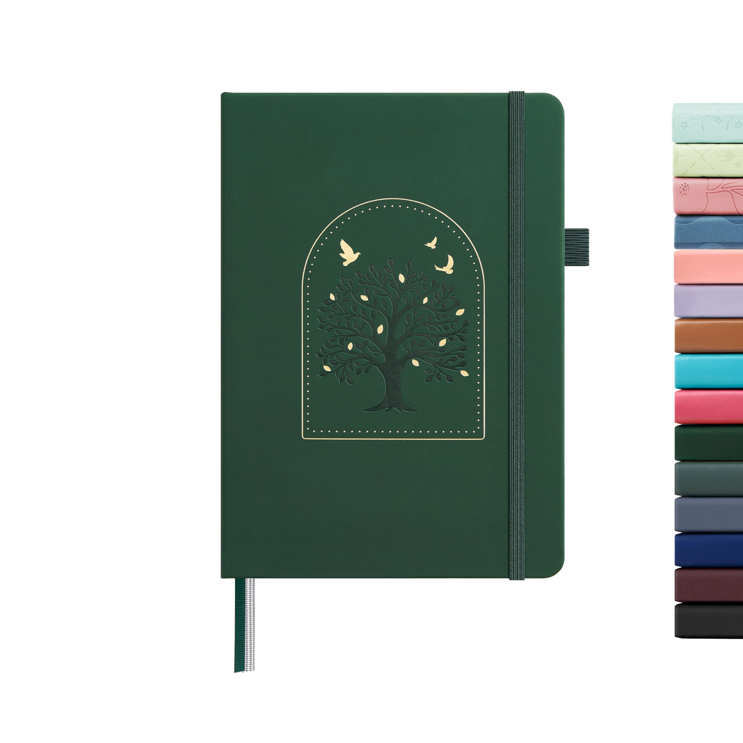 &And Per Se Lined Journal Notebook for Women&Men with Pattern, 160 Pages 100GSM Thick Paper, A5 Hardcover Journals for Writing(Dark Green)