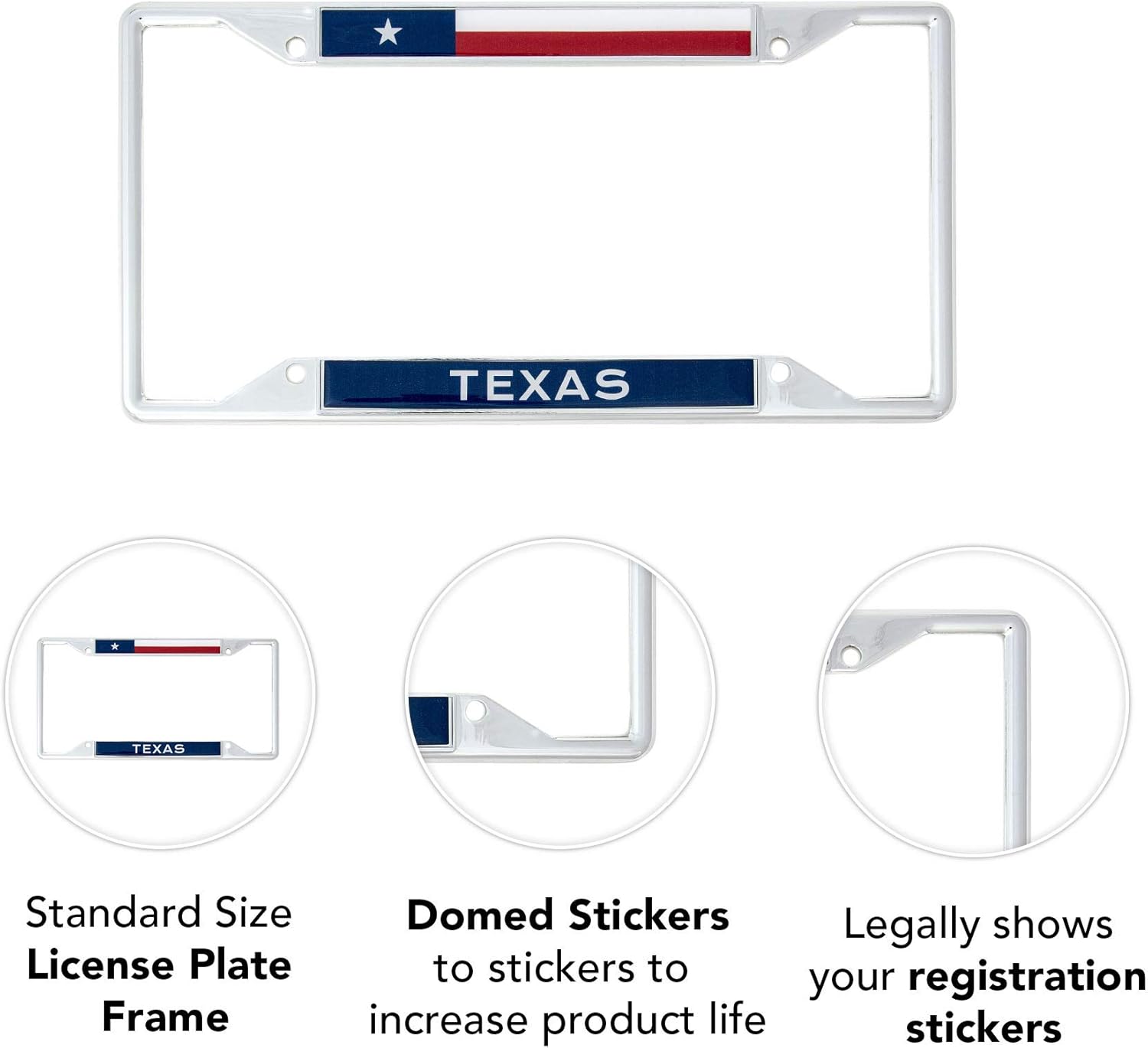 Desert Cactus State of Texas Flag Car Accessories Texan Metal License Plate Frame and Tag Holder for Front or Rear of Car Trucks SUVs and Other Vehicles - Image 3