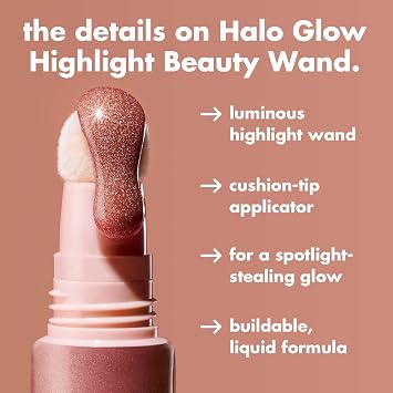 e.l.f. Halo Glow Highlight Beauty Wand, Liquid Highlighter Wand For Luminous, Glowing Skin, Buildable Formula, Vegan & Cruelty-free, Rose Quartz