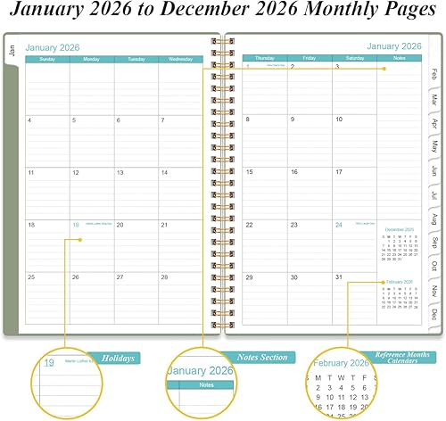 Miniatura 10 de Agenda 2024  Agenda semanal y mensual 2024 desde enero de 2024 a diciembre de 2024, agenda 2024 con 12 pestañas mensuales, 8.5 x 11 pulgadas, flor