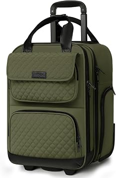 Arcoyard Underseat Carry-On Luggage with Wheels Airline Approved Personal Item Bag, green