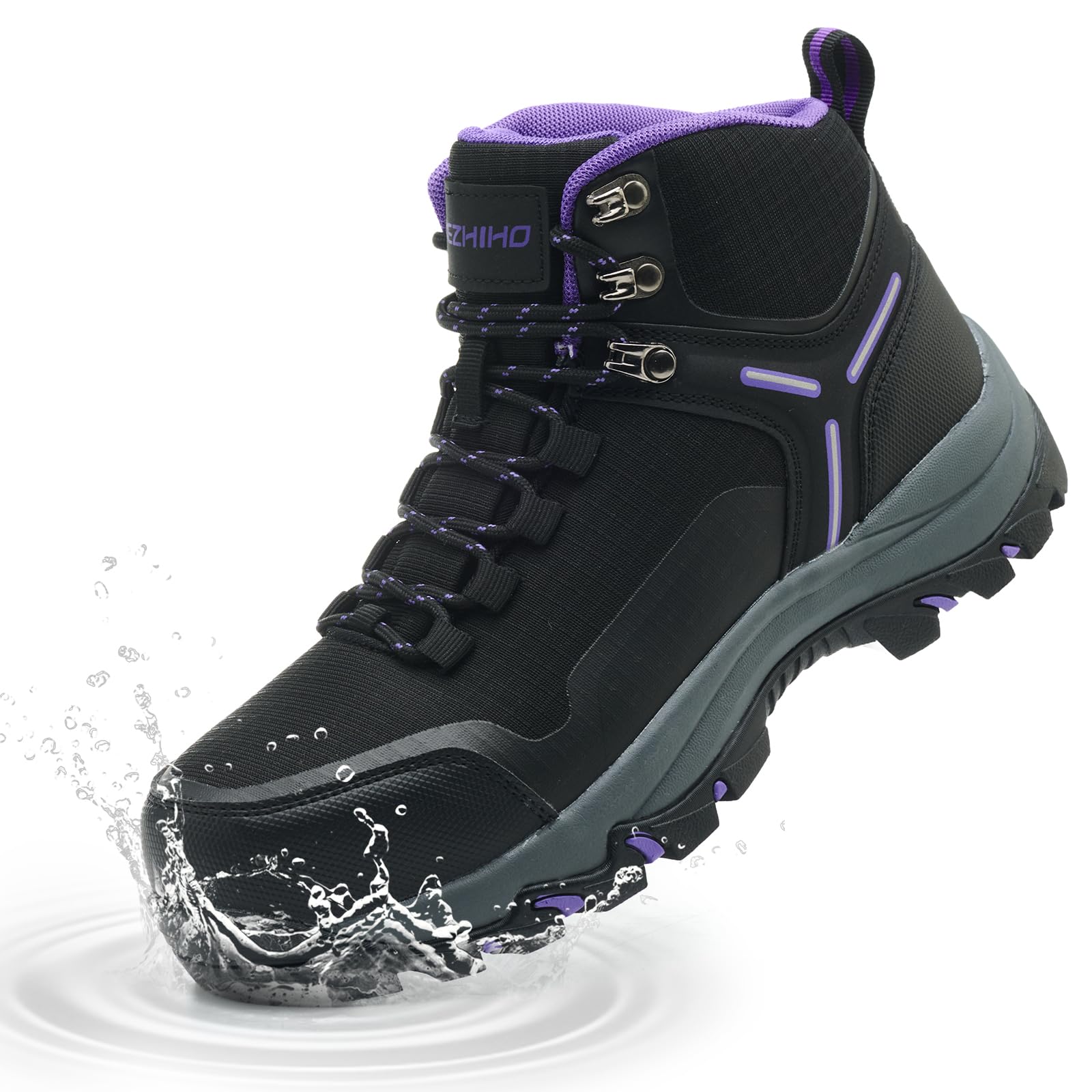 Kezhiho Waterproof Steel Toe Boots for Women Wide Width Non Slip Work Boots Lightweight Slip Resistant Safety Shoes Indestructible Construction Composite Toe Sneakers?PURPLE-41.5?