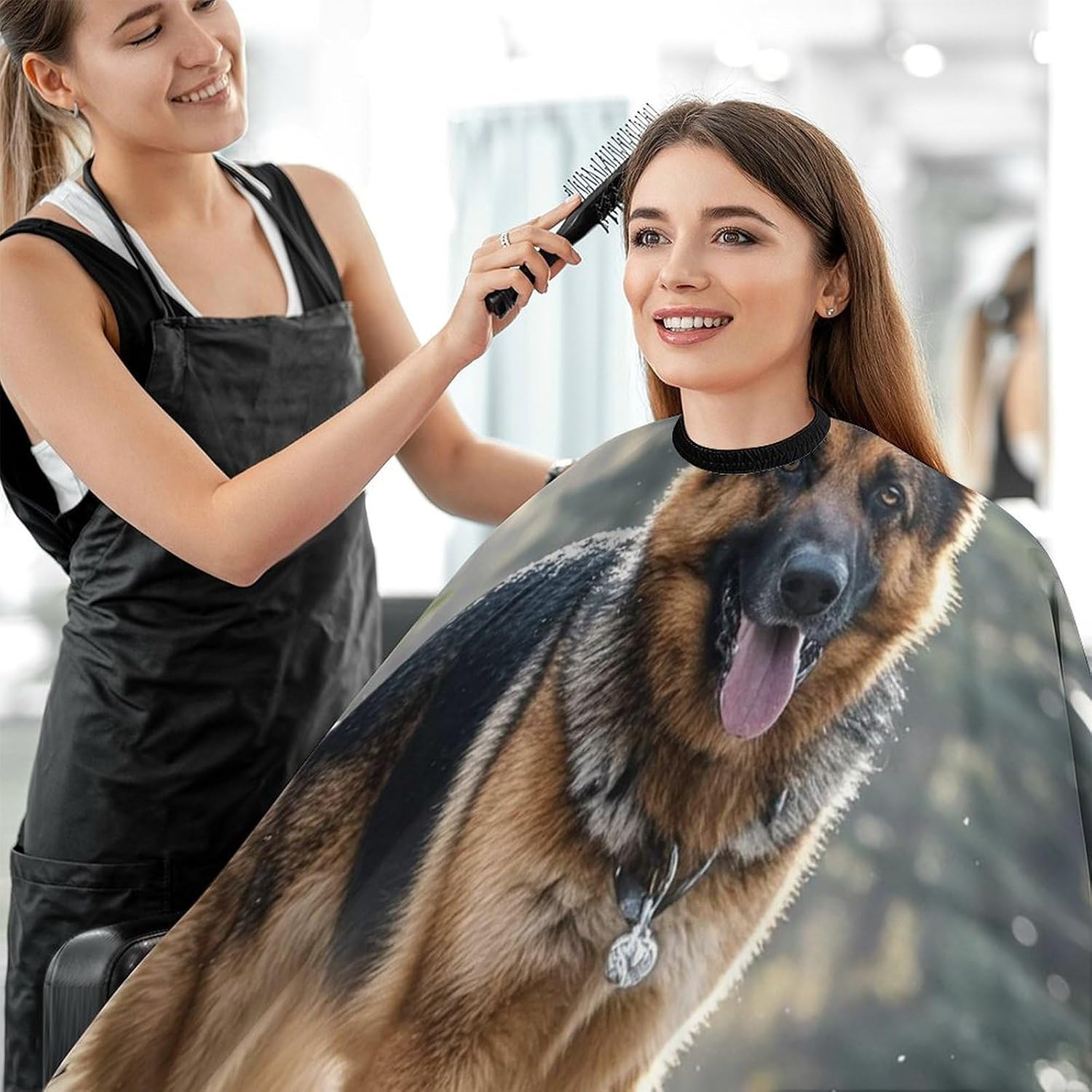 German Shepherd Dog Hair Stylist Apron Waterproof Barber Cape | Hair Cutting Cape Lightweight for Men and Women with Adjustable Snap Closure,Soft,Durable,for Barber and Home 56.7*66.9 Inch