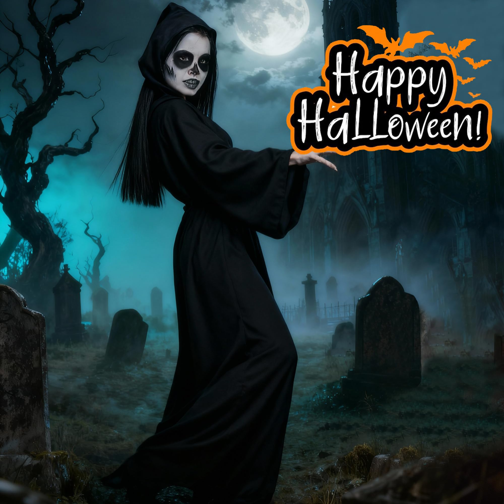 HiFEN® Children’s Reaper Halloween Costume with Hooded Robe & Scythe - Kids Grim Reaper Fancy Dress Scary Costume for Teens - Image 3