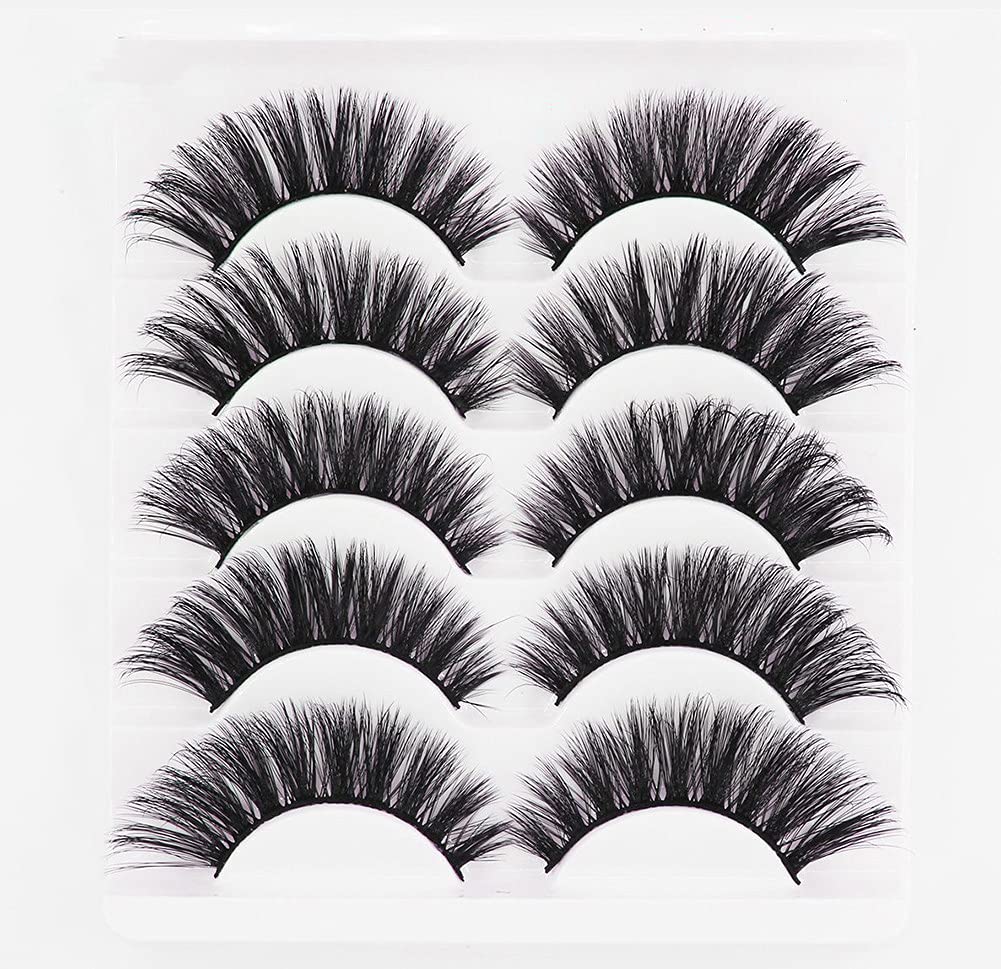 JHION5 Pairs False Eyelashes 3D Fluffy Thick Dramatic Eyelashes Pack, Waterproof and Reusable Makeup Fake Lashes(3D-52)