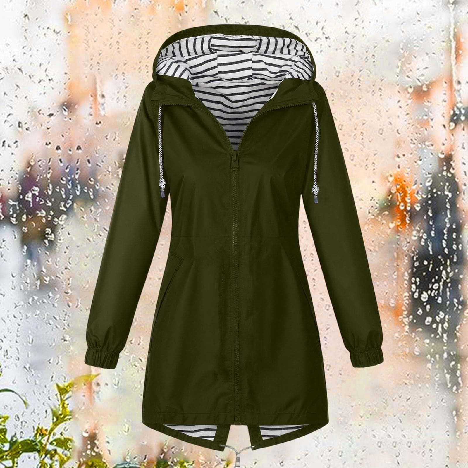 Giacca Da Donna Autunno Inverno Tinta Unita Con Cappuccio, E Cerniera, Lunghezza Media In Pelle Corta Pioggia Soft Shell Impermeabile Giacche Antipioggia Transparent Raincoat Cappuccio