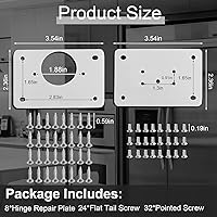 Vista 2 de KesaPlan Kit de placa de reparación de bisagras gruesas de 4 pares con agujero para gabinete, soportes de reparación de placa de acero inoxidable